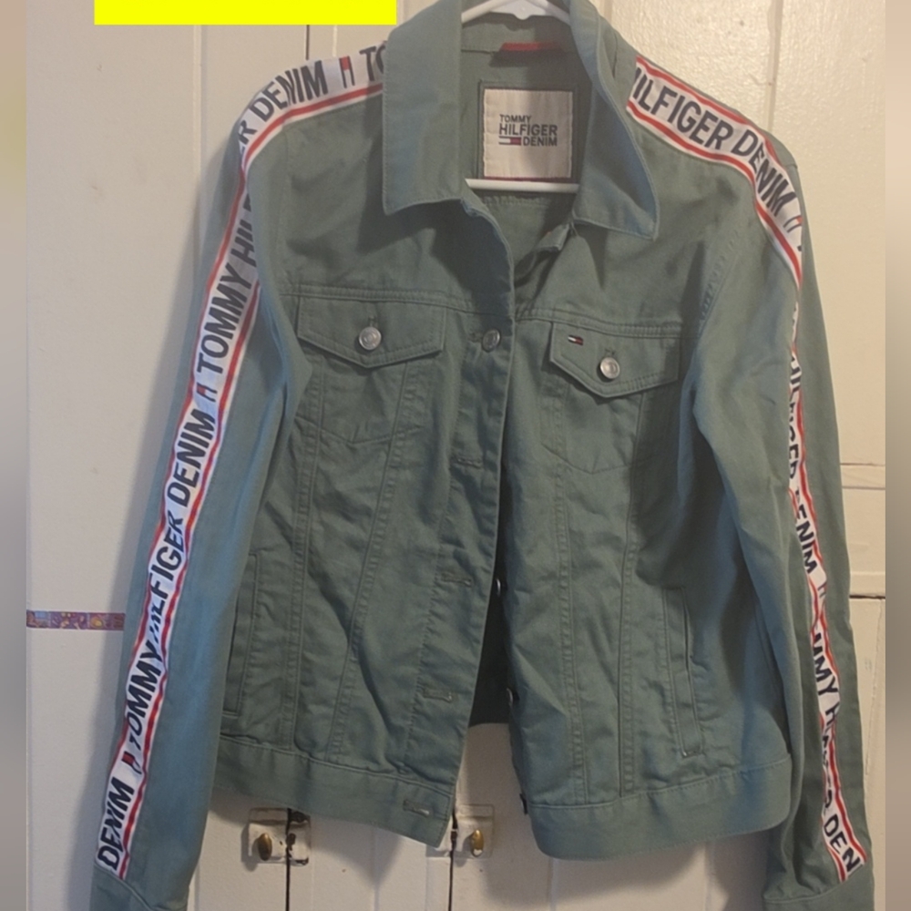 Tommy Hilfiger Green Denim Jacket with Logo Accents